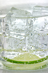 Image showing iced drink with lemon , close up