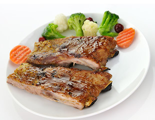 Image showing pork ribs with barbecue sauce 