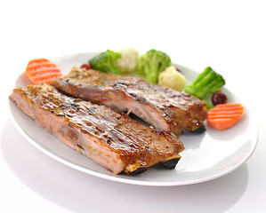 Image showing pork ribs with barbecue sauce 