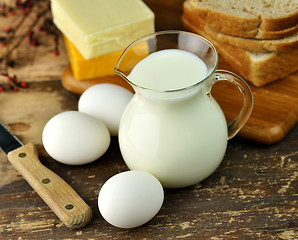 Image showing dairy products and Fresh eggs