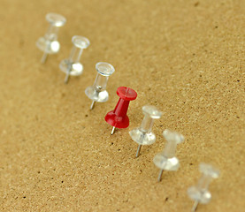 Image showing plastic thumbtack on cork board