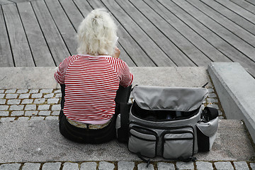 Image showing Tired photographer