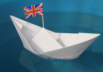 Image showing Paper ship with UK Flag