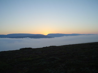 Image showing sunset and fog