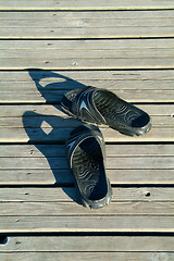 Image showing Black plastic sandals