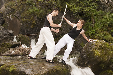 Image showing Practice with real swords