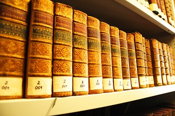 Image showing old books in a library