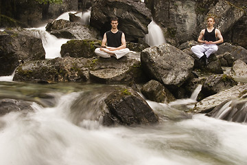 Image showing Two guys meditating