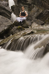 Image showing Meditation on stream - long exposure