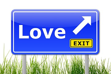 Image showing blue road sign with word love