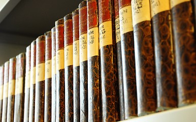 Image showing old books in a library