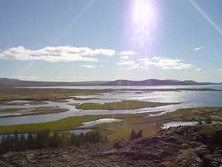 Image showing sunsine in Þingvellir