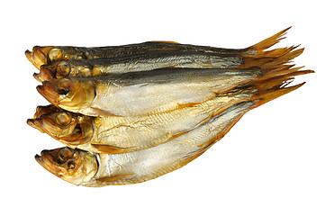Image showing smoked sprat isolated on a white background
