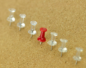 Image showing plastic thumbtack on cork board