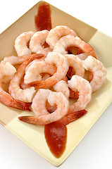 Image showing shrimps with cocktail sauce 