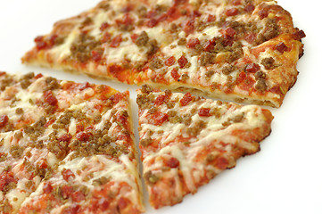 Image showing  mini pizza  with sausage and pepperoni 