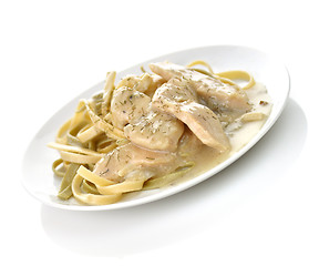 Image showing chicken with spinach pasta