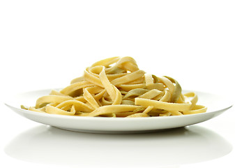 Image showing Cooked spinach pasta 