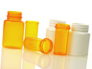 Image showing Empty pill bottles 