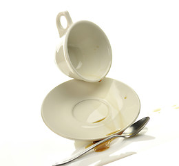 Image showing Cup and saucer with spilled coffee 