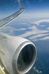 Image showing Plane wing with engine.