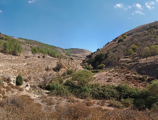 Image showing Brown Mediterranean hills in autumn