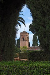 Image showing Alhambra palace seen from Alhambra gardens