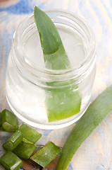 Image showing aloe vera juice with fresh leaves