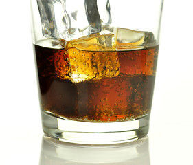 Image showing glass of cola with ice cubes