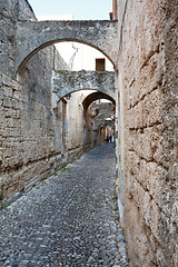 Image showing Medieval alley in Rhodes Old Town