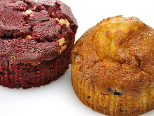 Image showing fresh muffins close up 