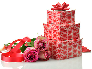 Image showing gift boxes and roses