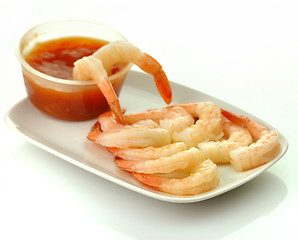 Image showing shrimps with cocktail sauce