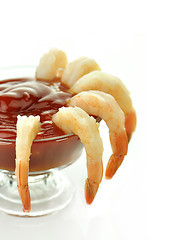 Image showing shrimps with cocktail sauce