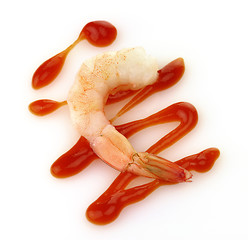 Image showing shrimp with cocktail sauce 
