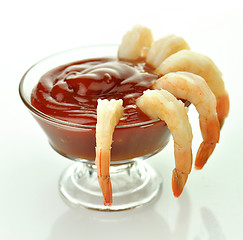 Image showing shrimps with cocktail sauce