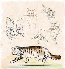 Image showing vintage set of outline cats