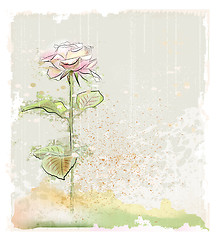 Image showing vintage illustration of pink rose