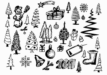 Image showing hand drawn christmas objects