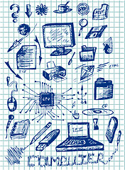 Image showing hand drawn compuetr icons