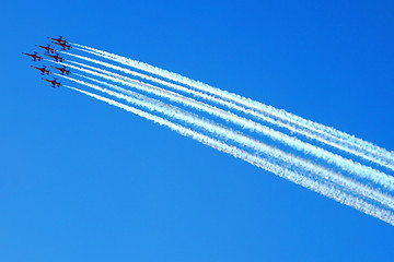 Image showing airplanes on the blue sky 