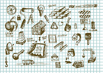 Image showing hand drawn construct icons 