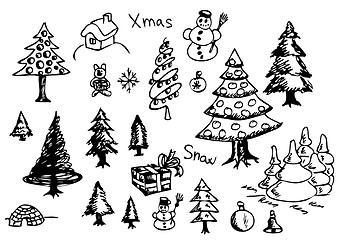 Image showing hand drawn christmas objects