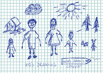 Image showing hand drawn happy family concept 