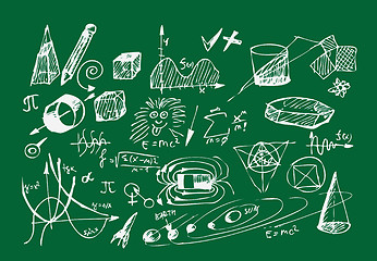 Image showing school icons on the blackboard