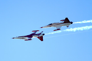 Image showing airplanes on the blue sky 