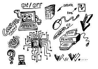 Image showing hand drawn computer icons 