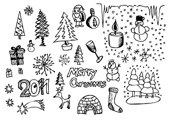 Image showing hand drawn christmas objects