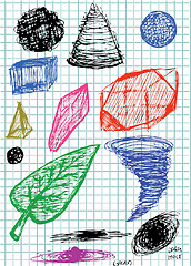 Image showing hand drawn 3d shapes