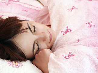 Image showing Beautiful young woman sleeping.